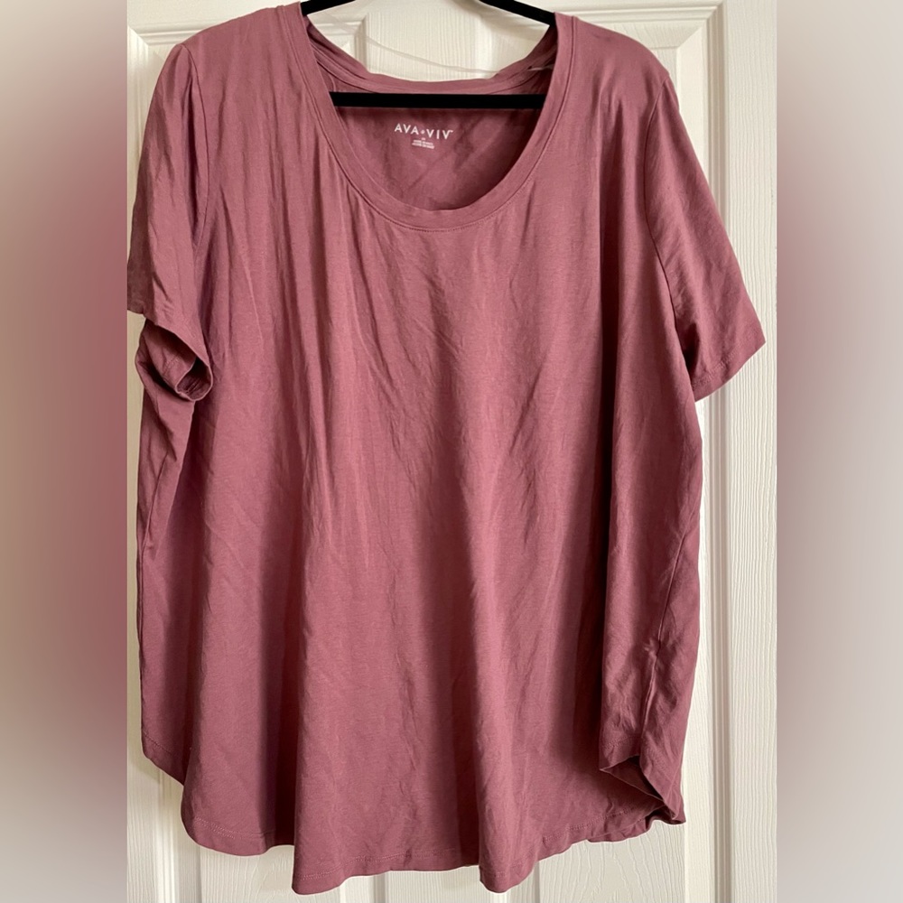 Ava and Viv rounded hem tee in mauve 2x